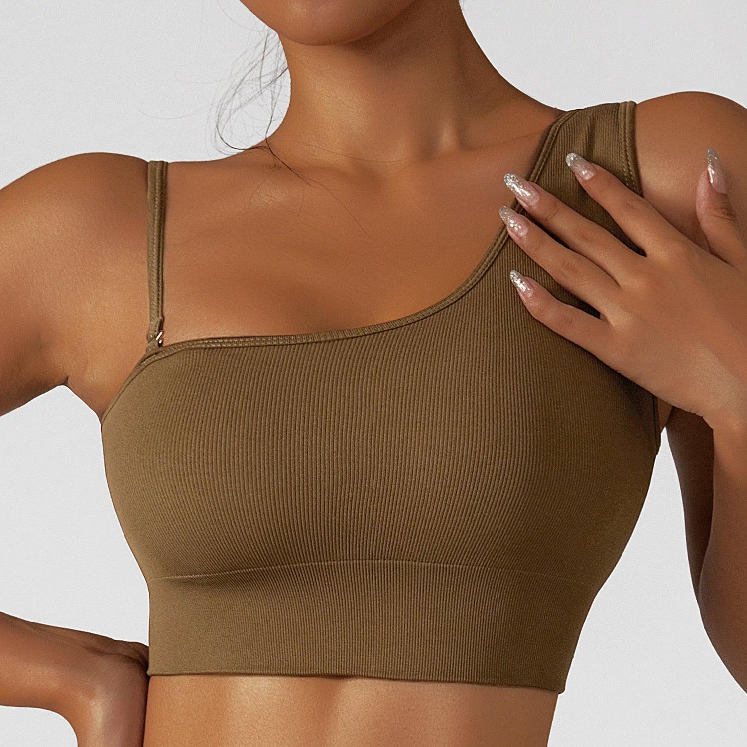 Summer Sexy Oblique Shoulder Yoga Clothes Tops - ItemBear.com