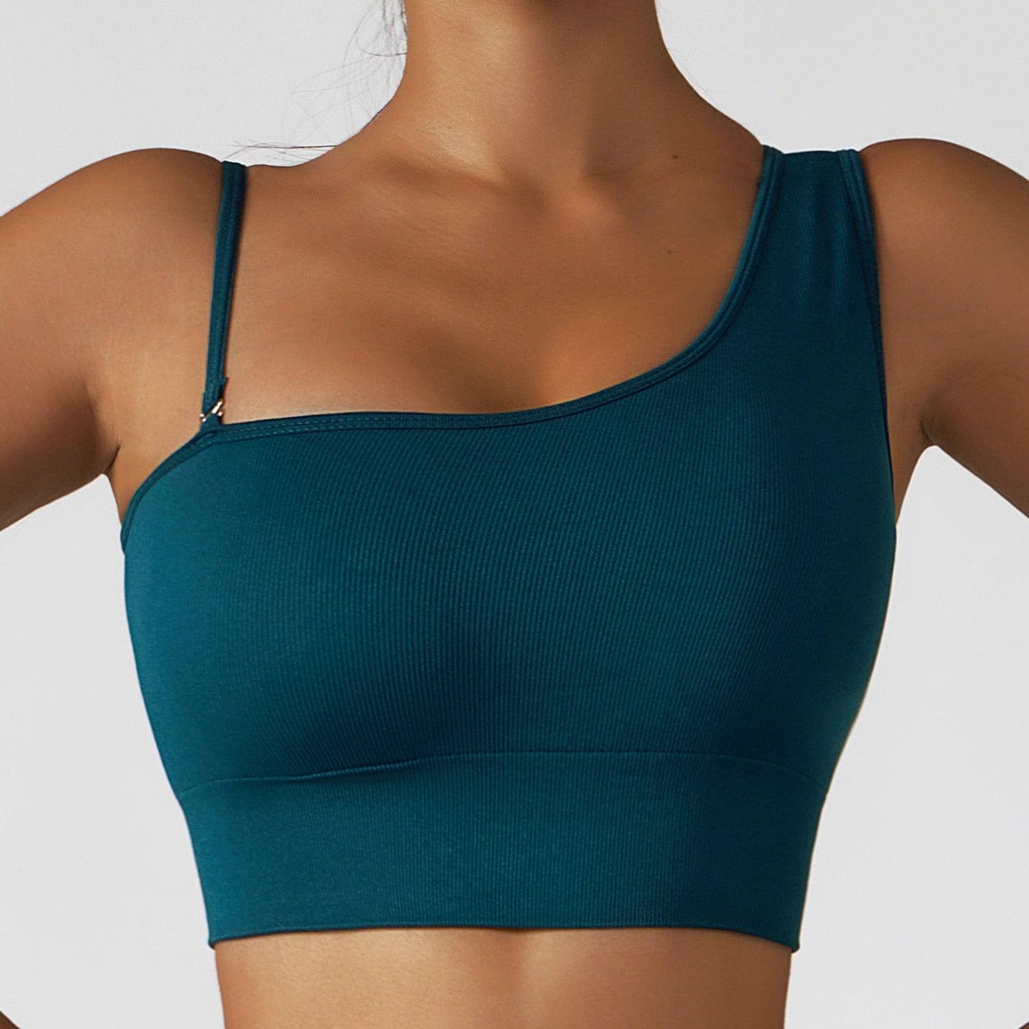 Summer Sexy Oblique Shoulder Yoga Clothes Tops - ItemBear.com