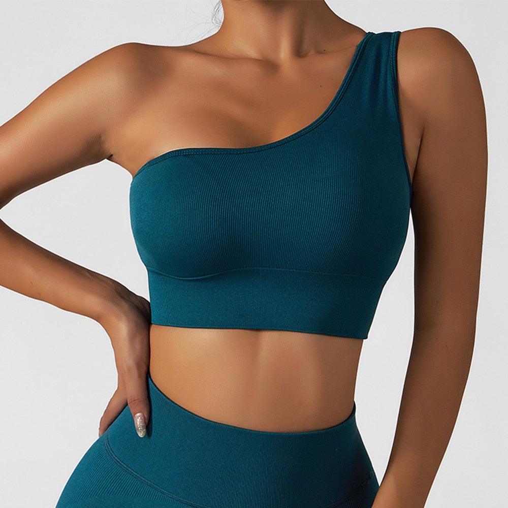 Summer Sexy Oblique Shoulder Yoga Clothes Tops - ItemBear.com