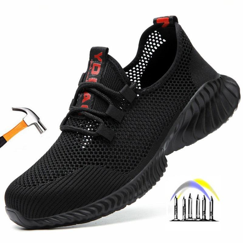 summer work shoes with protection breathable Lightweight safety shoes with iron toe anti-stab anti-slip working summer shoes - ItemBear.com