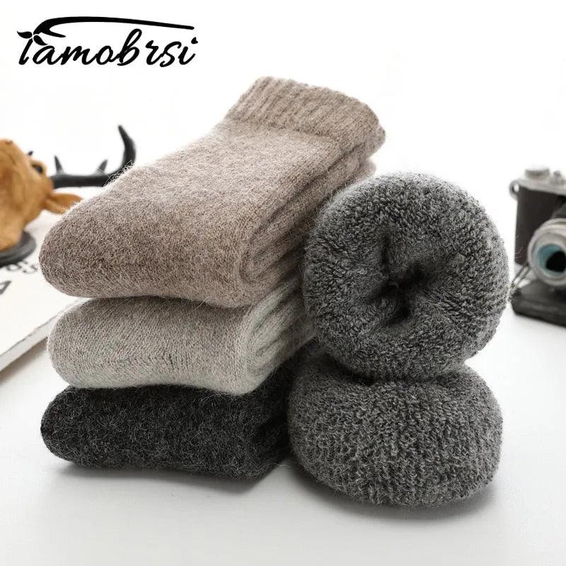 Super Thicker Solid Socks Merino Wool Rabbit Socks Against Cold Snow Russia Winter Warm Funny Happy Male Men Socks - ItemBear.com