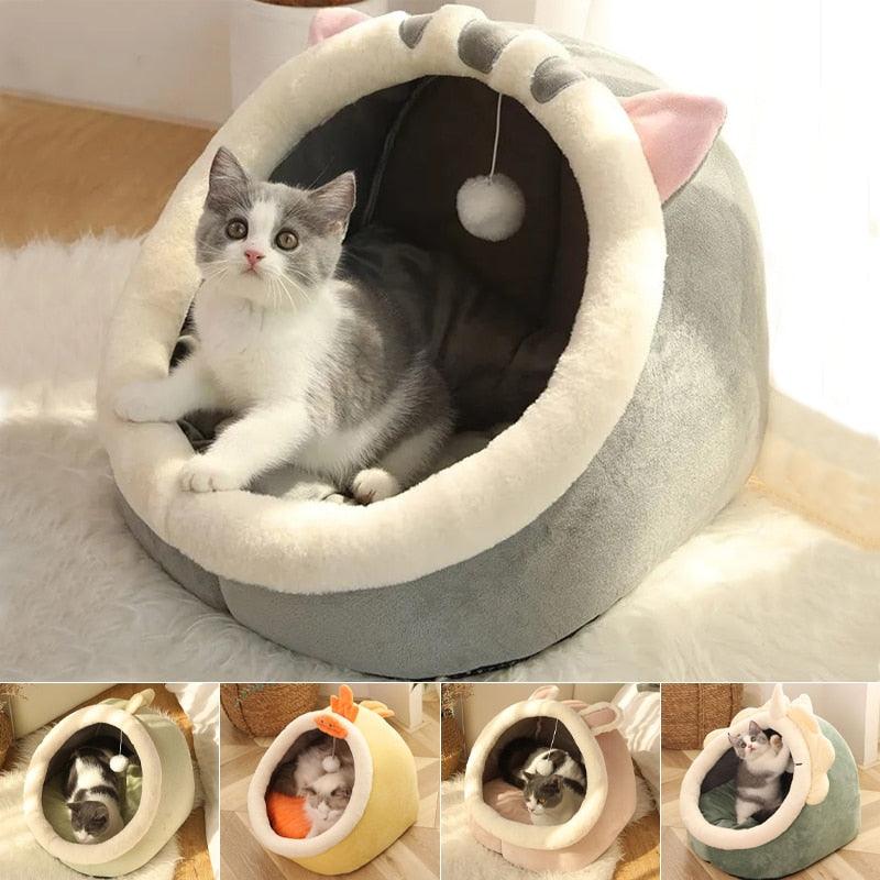 Sweet Cat Bed Warm Pet Basket Cozy Kitten Lounger Cushion Cat House Tent Very Soft Small Dog Mat Bag For Washable Cave Cats Beds - ItemBear.com