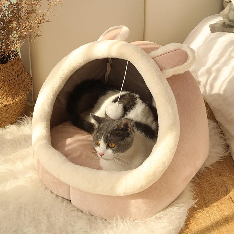 Sweet Cat Bed Warm Pet Basket Cozy Kitten Lounger Cushion Cat House Tent Very Soft Small Dog Mat Bag For Washable Cave Cats Beds - ItemBear.com