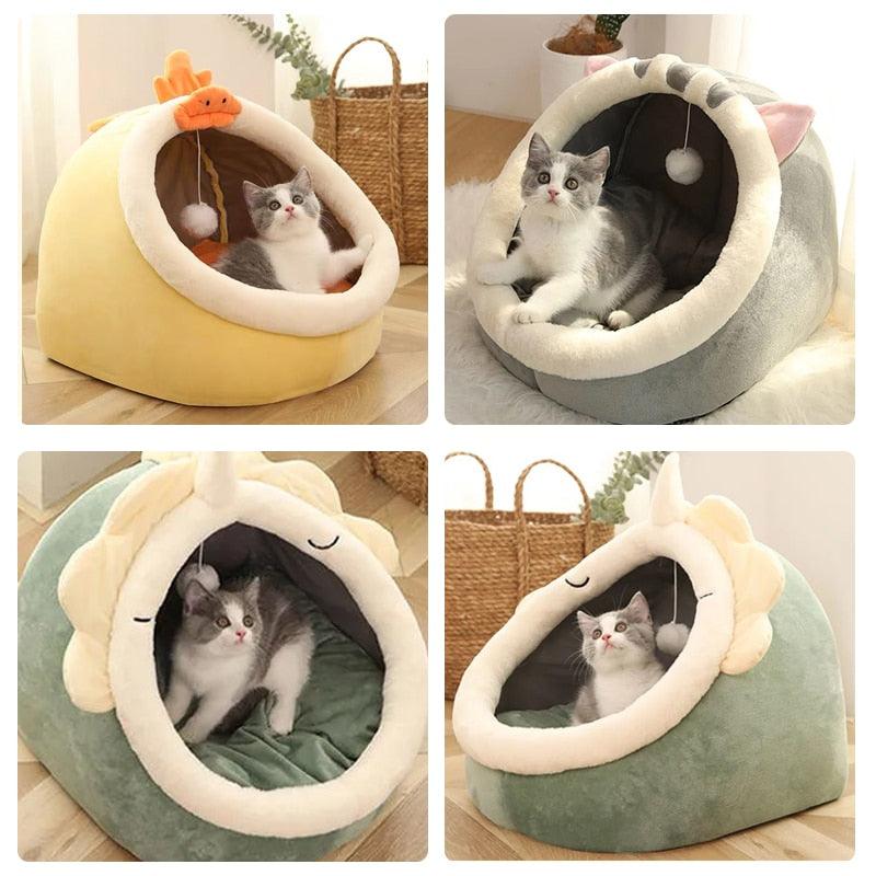 Sweet Cat Bed Warm Pet Basket Cozy Kitten Lounger Cushion Cat House Tent Very Soft Small Dog Mat Bag For Washable Cave Cats Beds - ItemBear.com