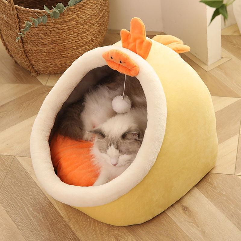 Sweet Cat Bed Warm Pet Basket Cozy Kitten Lounger Cushion Cat House Tent Very Soft Small Dog Mat Bag For Washable Cave Cats Beds - ItemBear.com