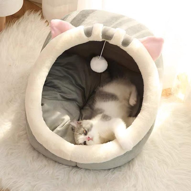 Sweet Cat Bed Warm Pet Basket Cozy Kitten Lounger Cushion Cat House Tent Very Soft Small Dog Mat Bag For Washable Cave Cats Beds - ItemBear.com