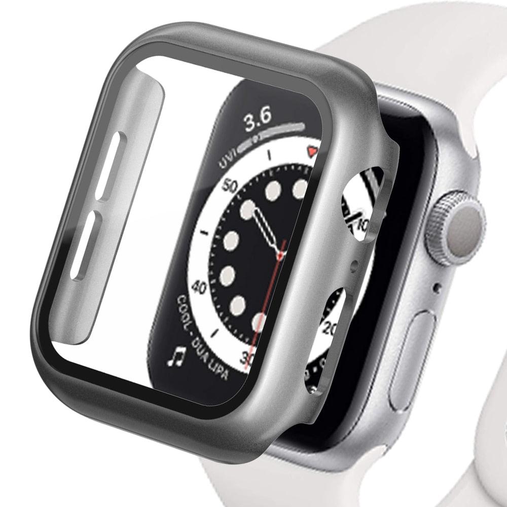 Tempered Glass+Matte Watch Cover for Apple Watch Case 44mm 40mm 42mm 38mm Bumper+Screen Protector for Iwatch SE 6 5 4 3 2 1 - ItemBear.com