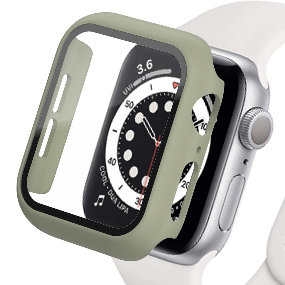 Tempered Glass+Matte Watch Cover for Apple Watch Case 44mm 40mm 42mm 38mm Bumper+Screen Protector for Iwatch SE 6 5 4 3 2 1 - ItemBear.com