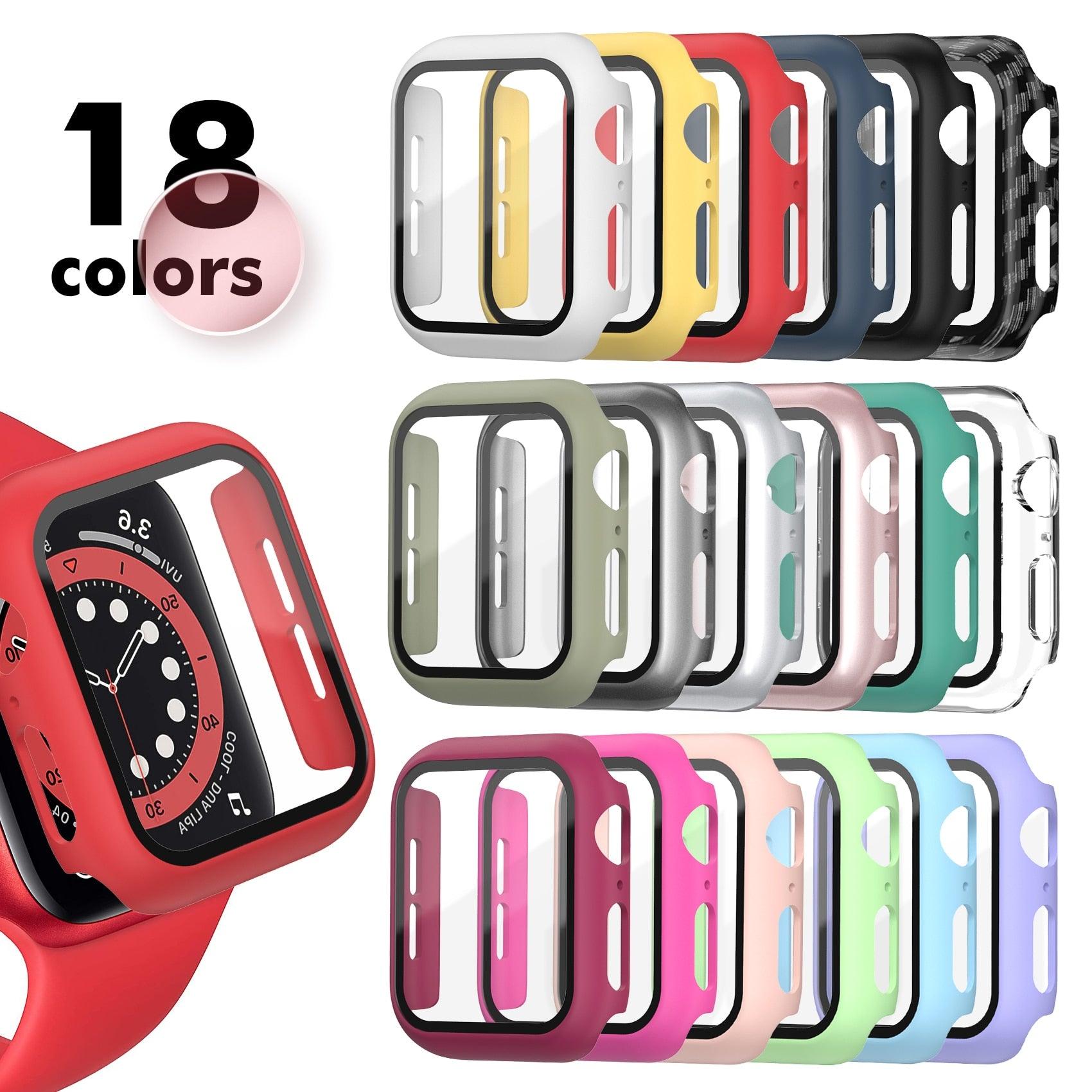 Tempered Glass+Matte Watch Cover for Apple Watch Case 44mm 40mm 42mm 38mm Bumper+Screen Protector for Iwatch SE 6 5 4 3 2 1 - ItemBear.com