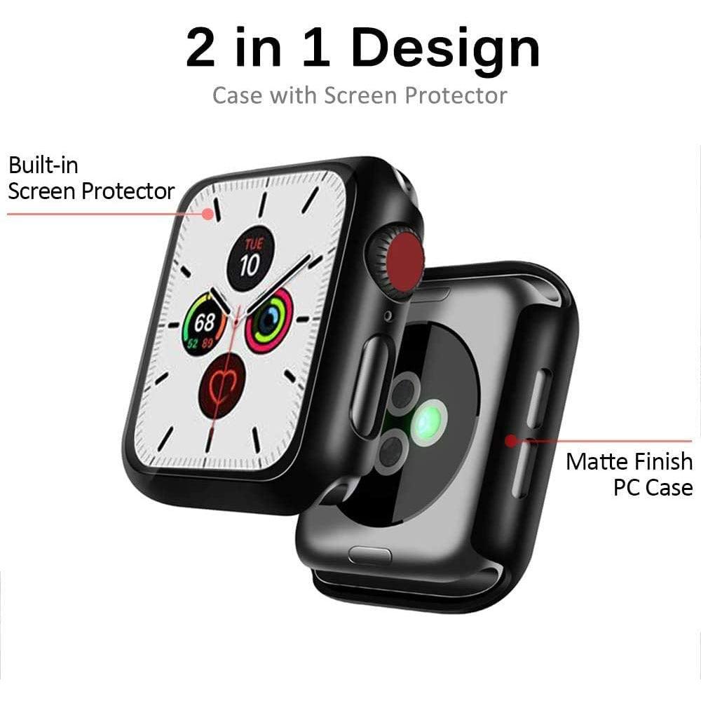 Tempered Glass+Matte Watch Cover for Apple Watch Case 44mm 40mm 42mm 38mm Bumper+Screen Protector for Iwatch SE 6 5 4 3 2 1 - ItemBear.com