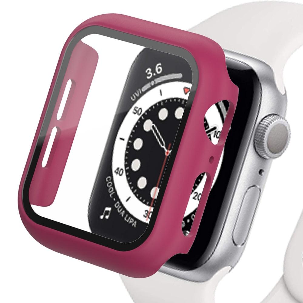 Tempered Glass+Matte Watch Cover for Apple Watch Case 44mm 40mm 42mm 38mm Bumper+Screen Protector for Iwatch SE 6 5 4 3 2 1 - ItemBear.com