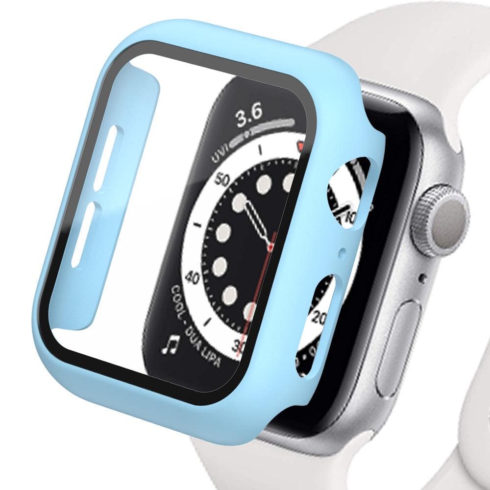 Tempered Glass+Matte Watch Cover for Apple Watch Case 44mm 40mm 42mm 38mm Bumper+Screen Protector for Iwatch SE 6 5 4 3 2 1 - ItemBear.com