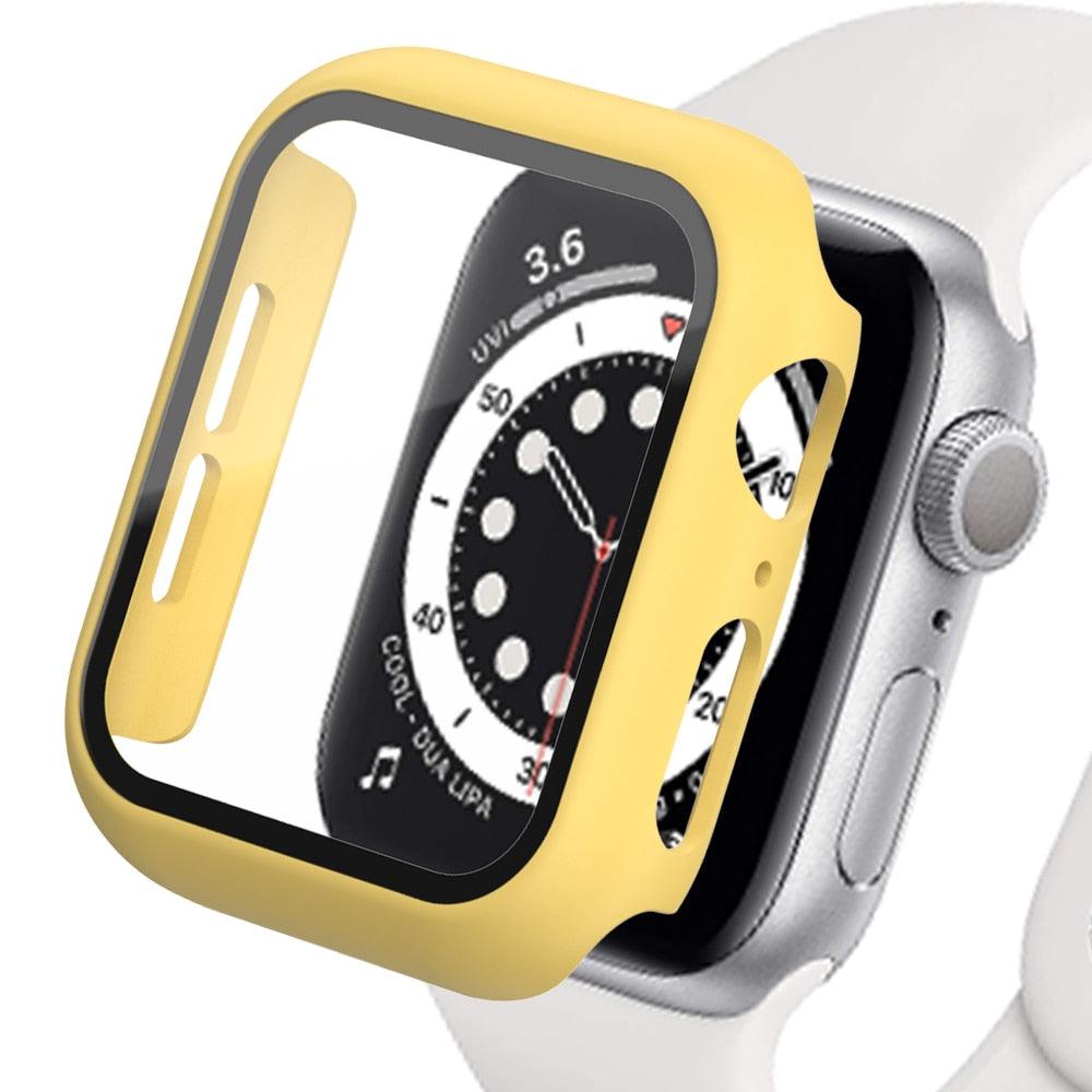 Tempered Glass+Matte Watch Cover for Apple Watch Case 44mm 40mm 42mm 38mm Bumper+Screen Protector for Iwatch SE 6 5 4 3 2 1 - ItemBear.com