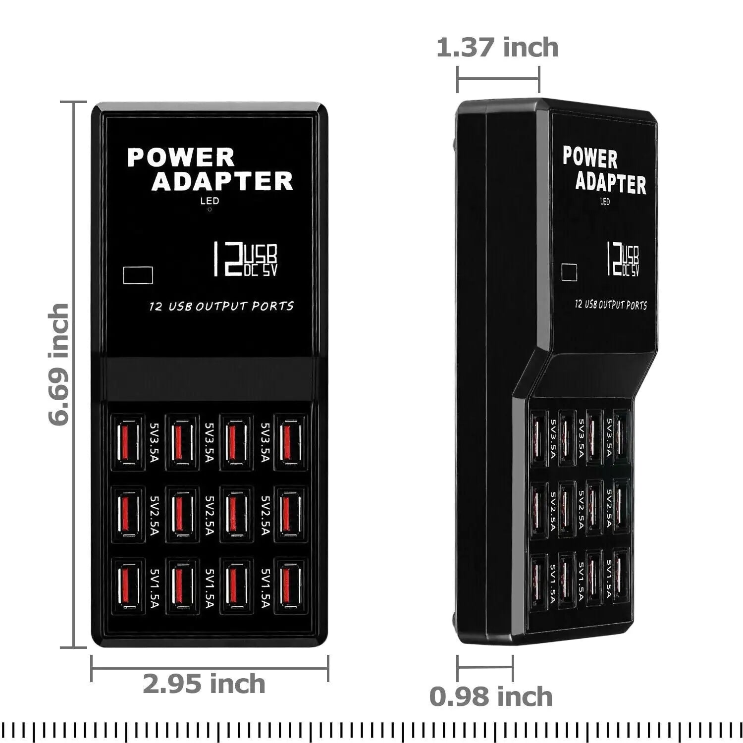 Multi 12 Port USB Charging Station Hub Desktop Wall Cell Phone Charger Organizer