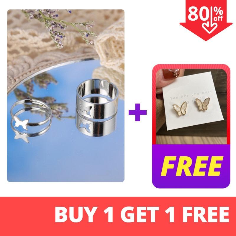 Trendy Gold Butterfly Rings For Women Men Lover Couple Rings Set Friendship Engagement Wedding Open Rings 2021 Jewelry - ItemBear.com