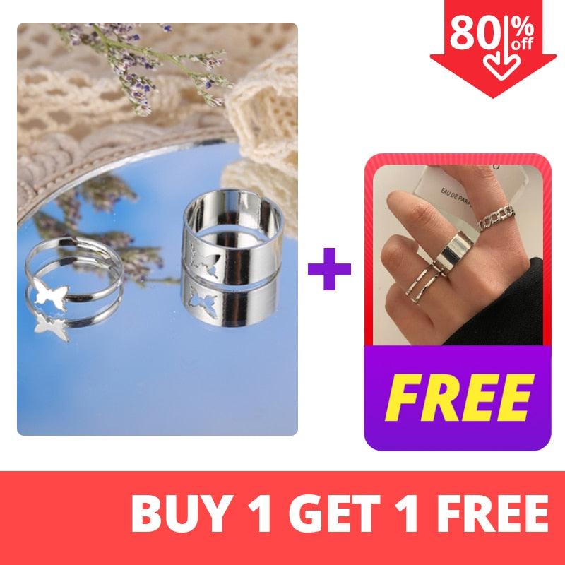 Trendy Gold Butterfly Rings For Women Men Lover Couple Rings Set Friendship Engagement Wedding Open Rings 2021 Jewelry - ItemBear.com