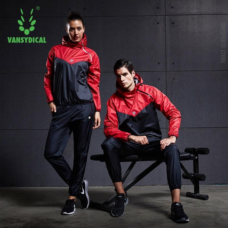 VANSYDICAL Sauna Suit Men Gym Clothing Set Hoodies Pullover Sportswear Running Fitness Weight Loss Sweating Sports Jogging Suit - ItemBear.com