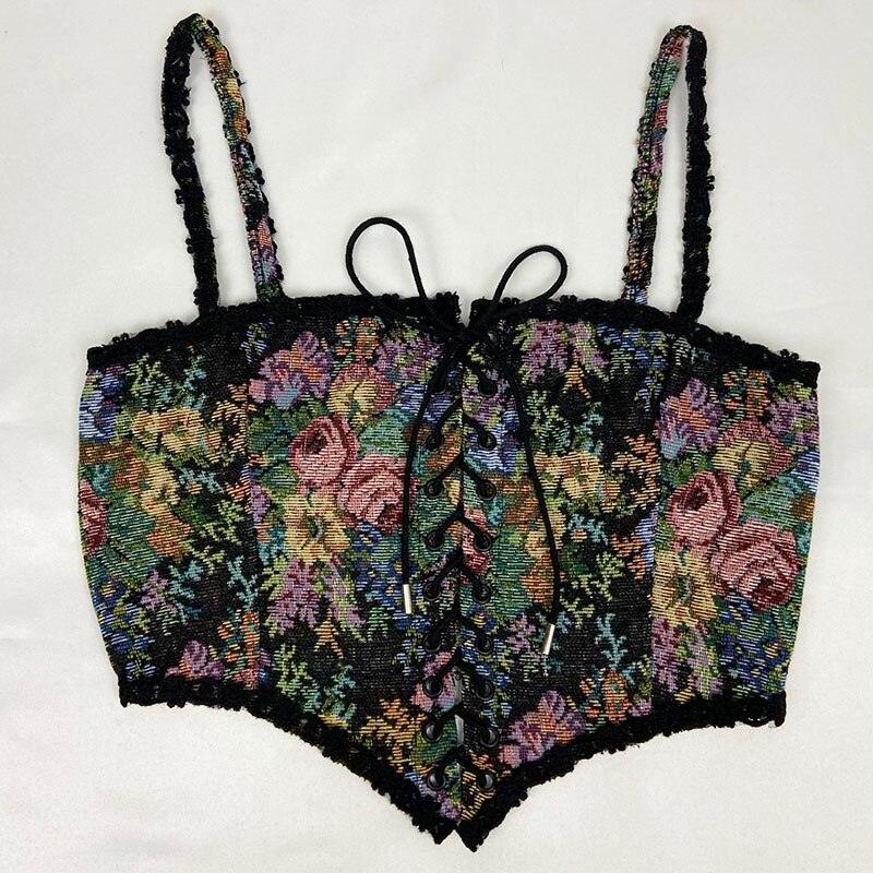 Vintage Black Floral Corset Top - ItemBear.com