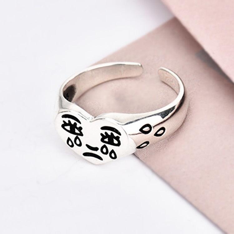 Vintage Crying Face Adjustable Ring Tears Expression Open Rings Geometric Cute Silver Color Ring Accessories Jewelry for Women - ItemBear.com