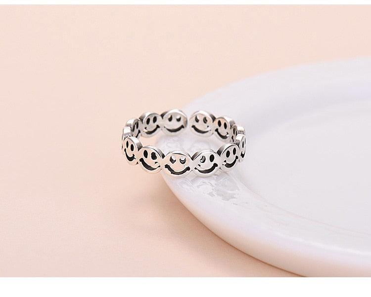 Vintage Crying Face Adjustable Ring Tears Expression Open Rings Geometric Cute Silver Color Ring Accessories Jewelry for Women - ItemBear.com