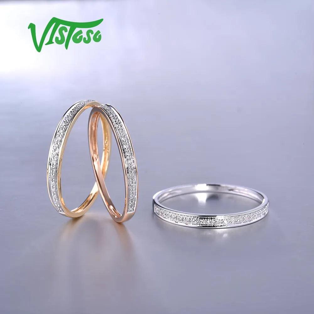 VISTOSO Genuine 14K White/Yellow/Rose Gold Rings For Women Simple Style Eternal Diamond Ring Engagement Anniversary Fine Jewelry - ItemBear.com