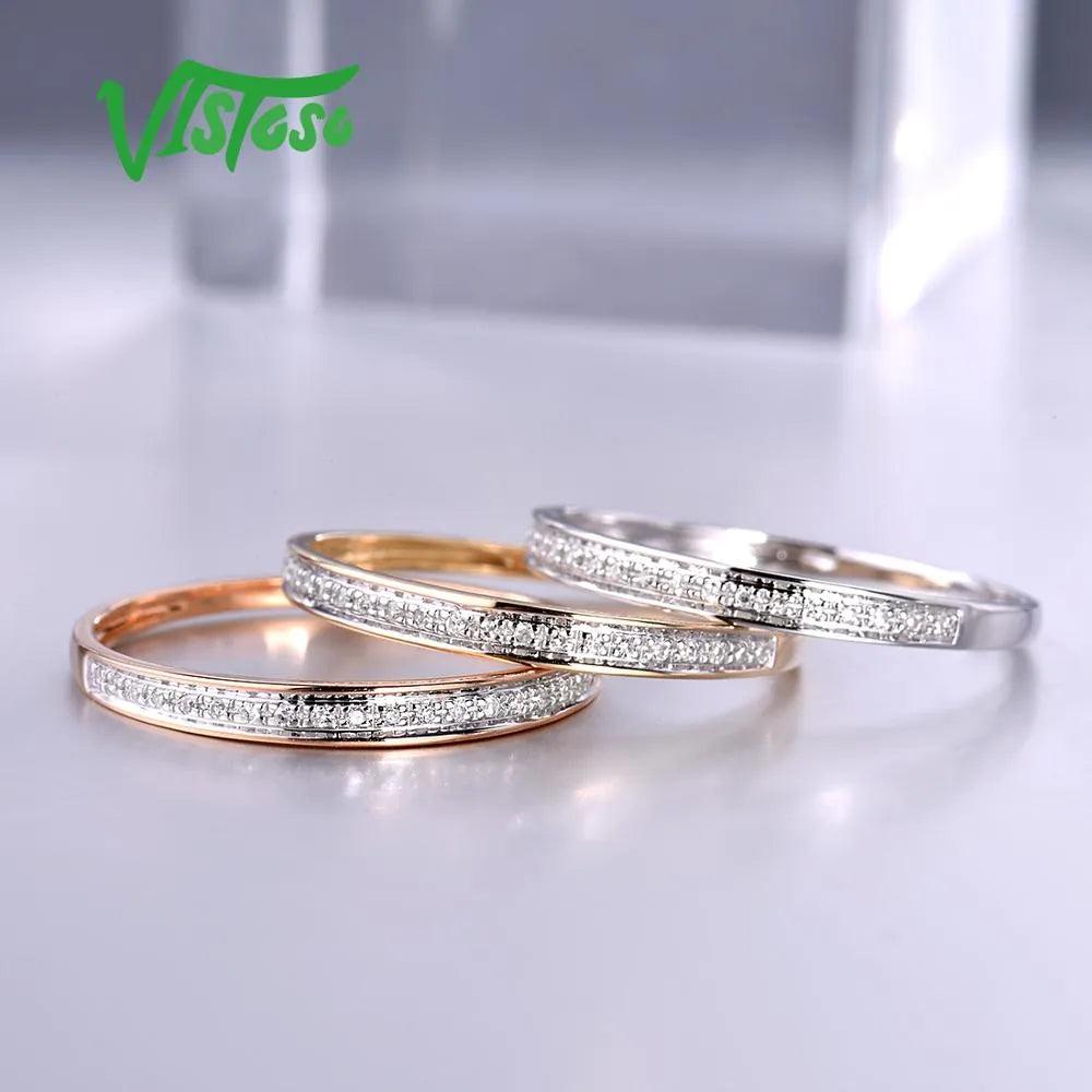 VISTOSO Genuine 14K White/Yellow/Rose Gold Rings For Women Simple Style Eternal Diamond Ring Engagement Anniversary Fine Jewelry - ItemBear.com