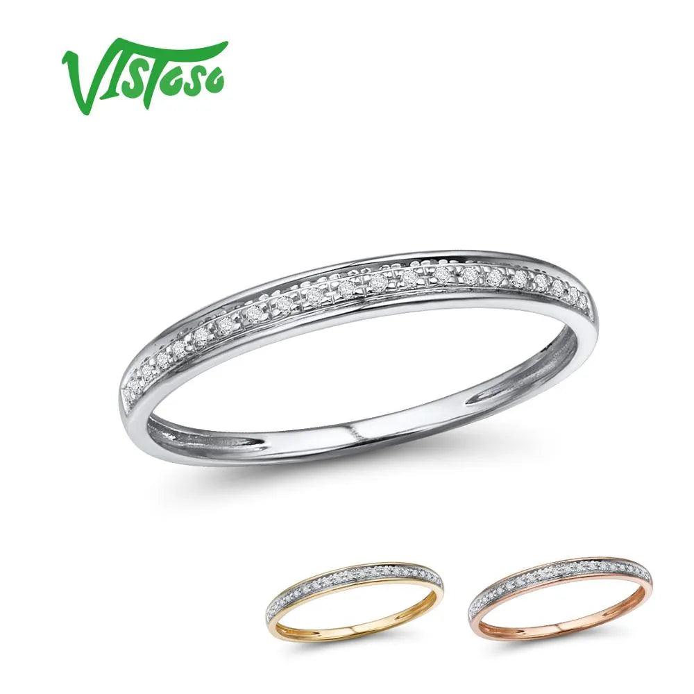 VISTOSO Genuine 14K White/Yellow/Rose Gold Rings For Women Simple Style Eternal Diamond Ring Engagement Anniversary Fine Jewelry - ItemBear.com