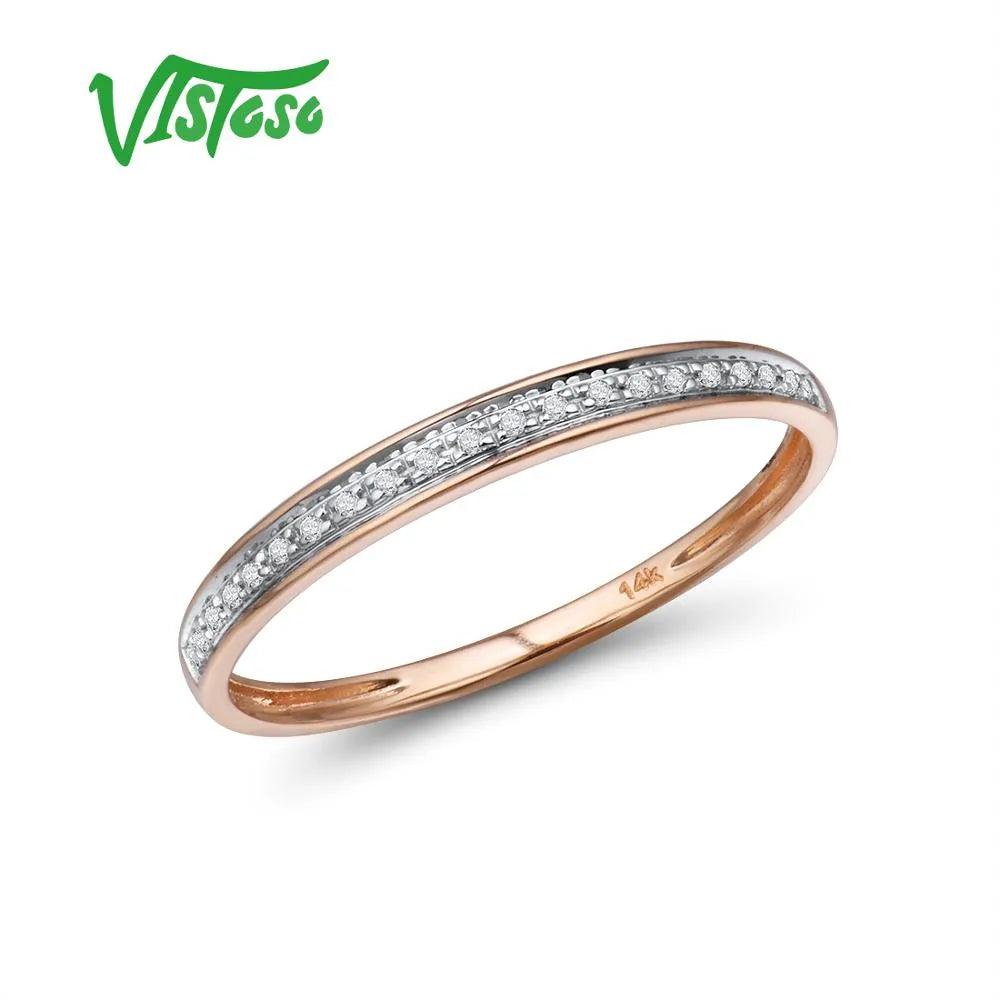 VISTOSO Genuine 14K White/Yellow/Rose Gold Rings For Women Simple Style Eternal Diamond Ring Engagement Anniversary Fine Jewelry - ItemBear.com