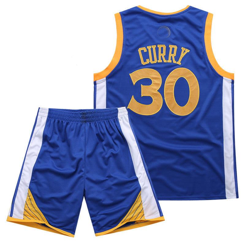 Warriors Curry No. 30 embroidery jersey white blue black vest basketball uniform sports suit male - ItemBear.com