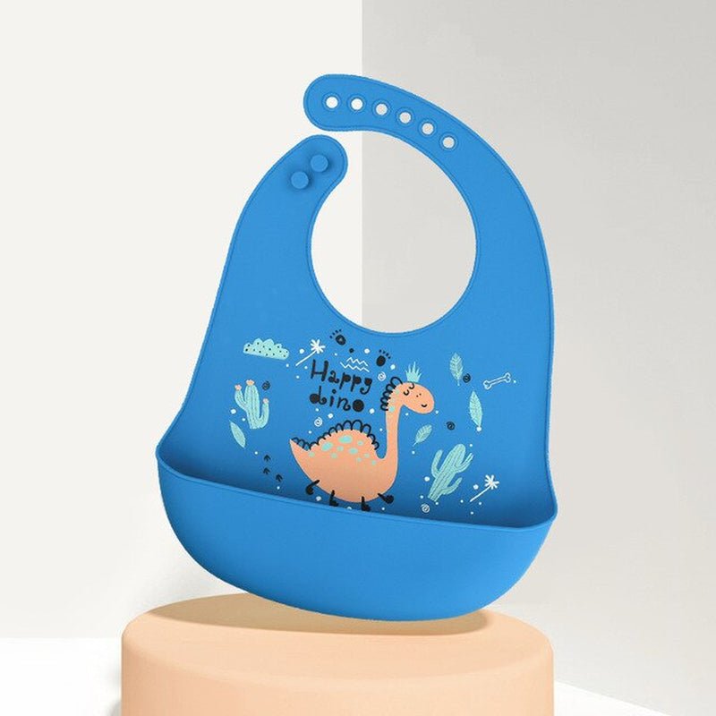 Waterproof Baby Bibs Baby Stuff Cute Cartoon Dinosaur Printed Kids Bib Girl Boy Adjustable Soft Silicone Bib Baby Feeding Stuff - ItemBear.com