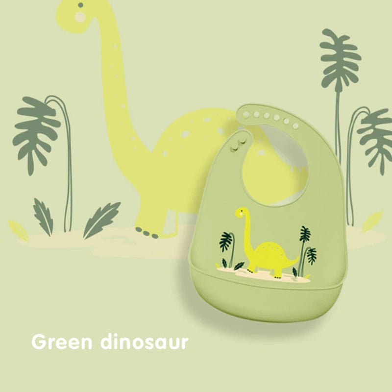 Waterproof Baby Bibs Baby Stuff Cute Cartoon Dinosaur Printed Kids Bib Girl Boy Adjustable Soft Silicone Bib Baby Feeding Stuff - ItemBear.com