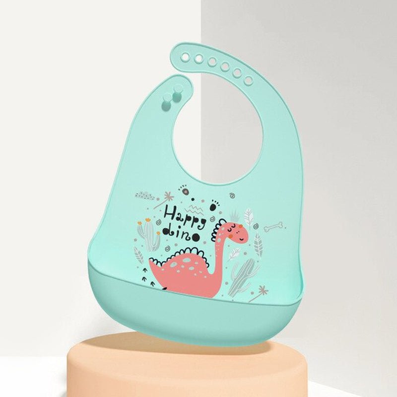 Waterproof Baby Bibs Baby Stuff Cute Cartoon Dinosaur Printed Kids Bib Girl Boy Adjustable Soft Silicone Bib Baby Feeding Stuff - ItemBear.com