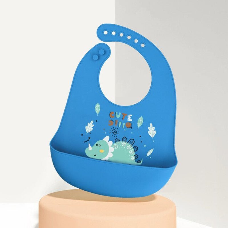 Waterproof Baby Bibs Baby Stuff Cute Cartoon Dinosaur Printed Kids Bib Girl Boy Adjustable Soft Silicone Bib Baby Feeding Stuff - ItemBear.com