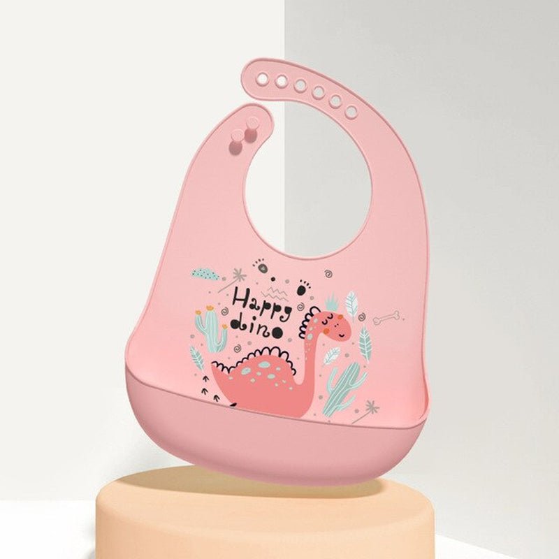 Waterproof Baby Bibs Baby Stuff Cute Cartoon Dinosaur Printed Kids Bib Girl Boy Adjustable Soft Silicone Bib Baby Feeding Stuff - ItemBear.com