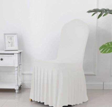 Wedding Spandex Chair Cover With Pleated Ruffled Skirt - ItemBear.com