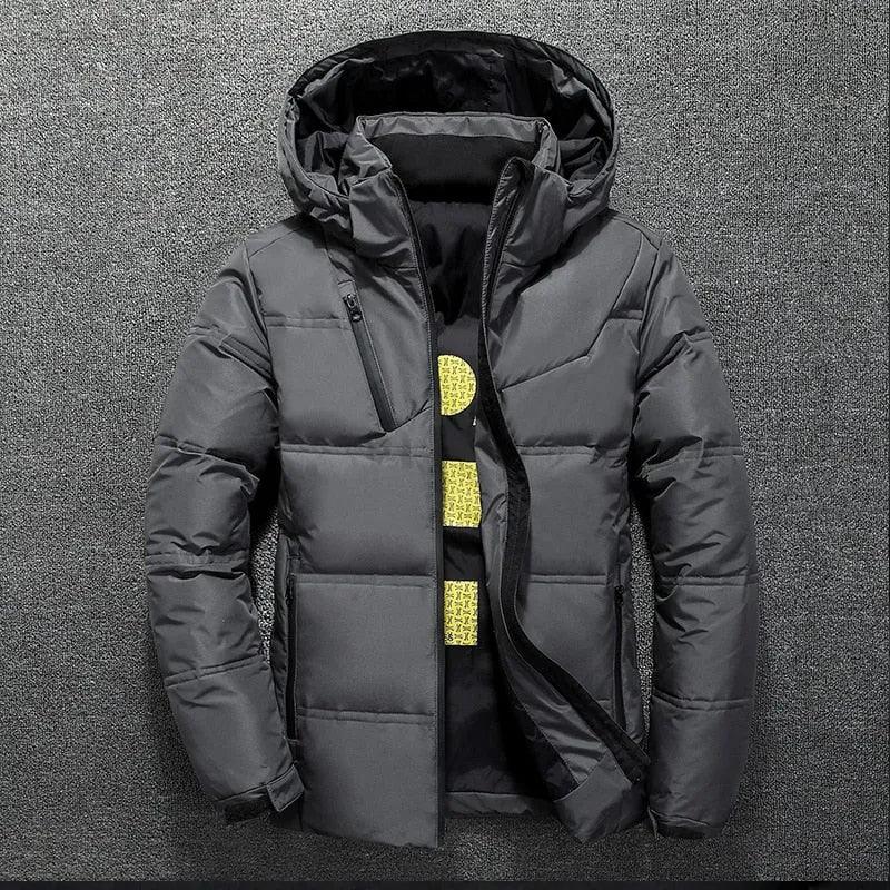 Winter Warm Men Jacket Coat Casual Autumn Stand Collar Puffer Thick Hat White Duck Parka Male Men&#39;s Winter Down Jacket With Hood - ItemBear.com