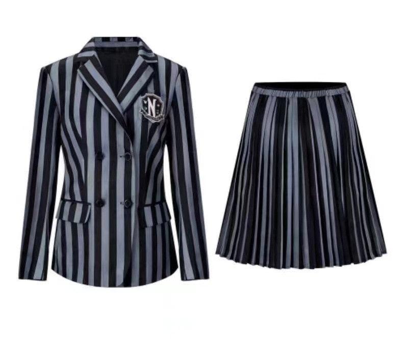 Women The Addams Family Family Cosplay Teenagers Girls Wednesday Addams Nevermore Academy Black School Uniform Costume - ItemBear.com