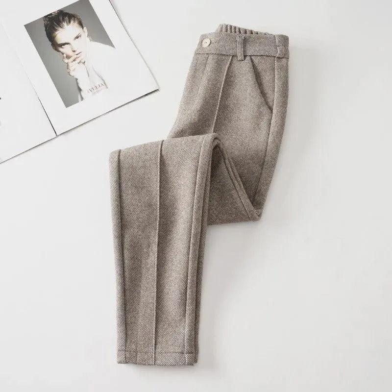 Woolen suit pants women's autumn and winter new Korean style fashion solid color high waist thickened warm casual harem pants - Premium  from ItemBear.com - Just $27.78! Shop now at ItemBear.com