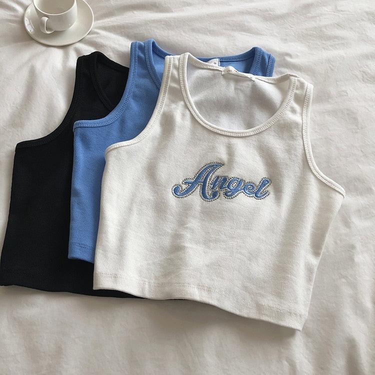 Y2K 'Angel' Graphic Embroidery Tank Top - ItemBear.com