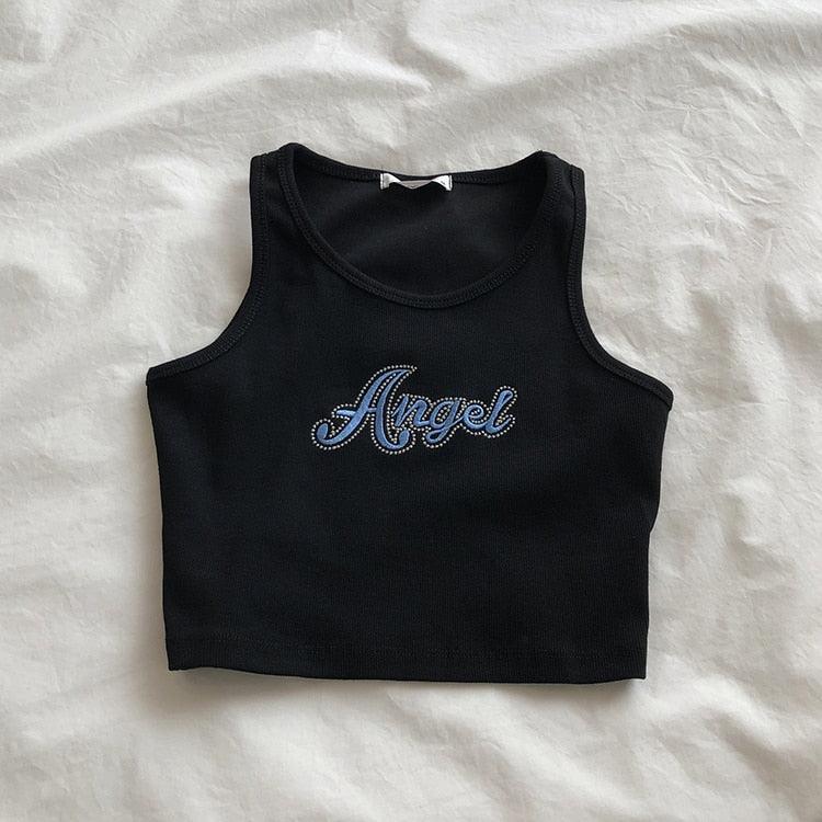 Y2K 'Angel' Graphic Embroidery Tank Top - ItemBear.com