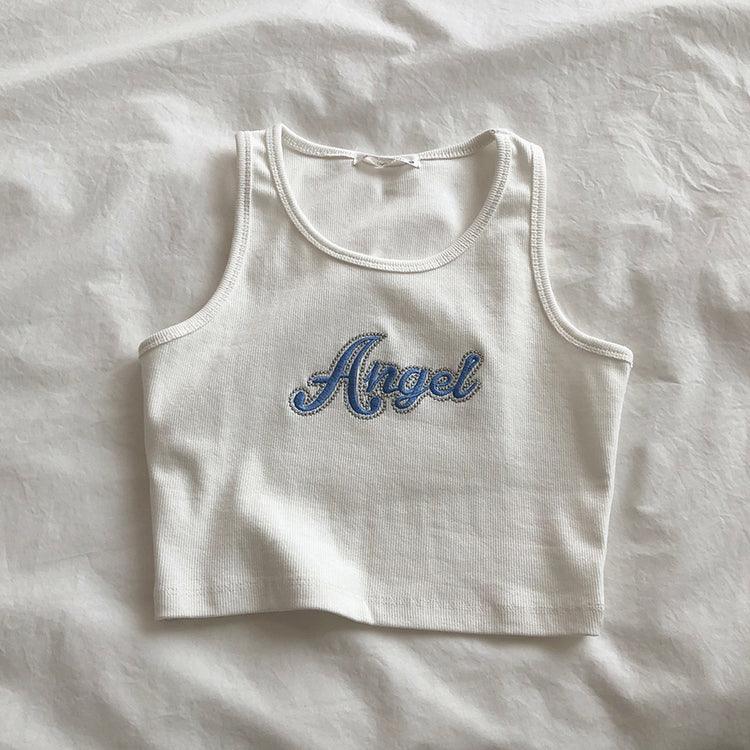 Y2K 'Angel' Graphic Embroidery Tank Top - ItemBear.com