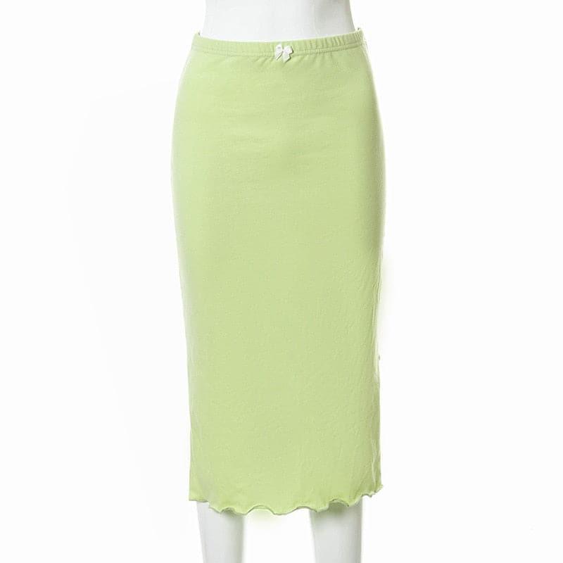 Y2K Fairycore Green Midi Skirt - ItemBear.com