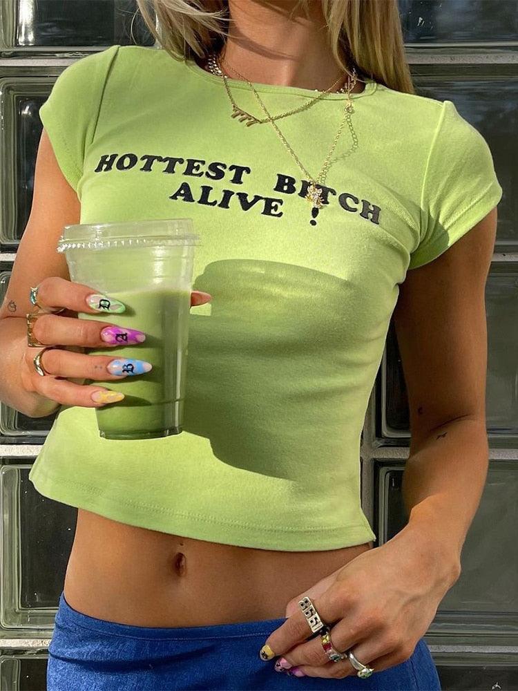 Y2K 'Hottest Bitch Alive!' Iconic Tee - ItemBear.com