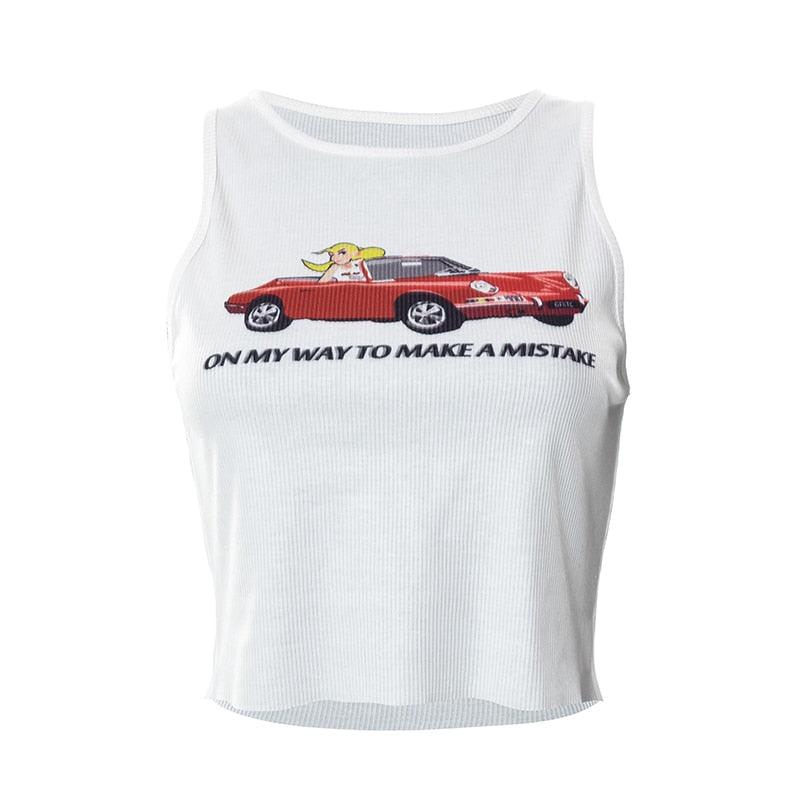 Y2K 'On My Way to Make a Mistake' Car Graphic Tank - ItemBear.com