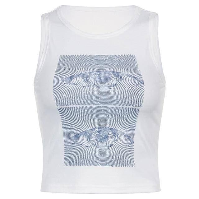 Y2K Summer Artsy Eyes Print Tank - ItemBear.com