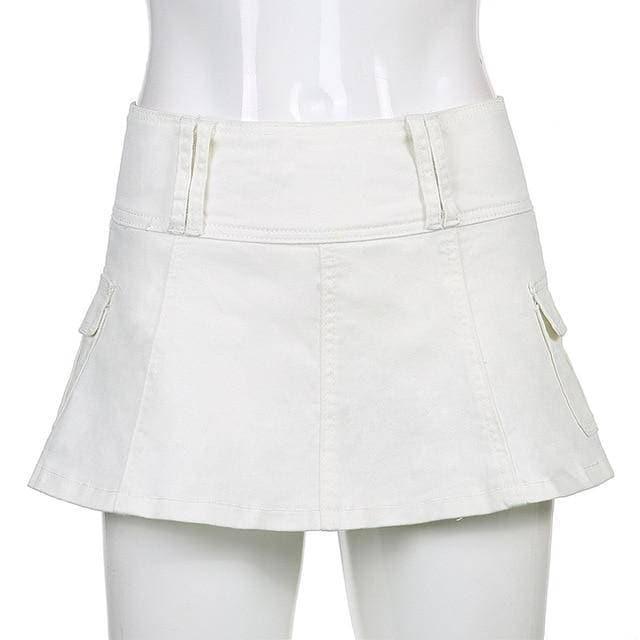 Y2K White Micro A-Line Denim Skirt - ItemBear.com